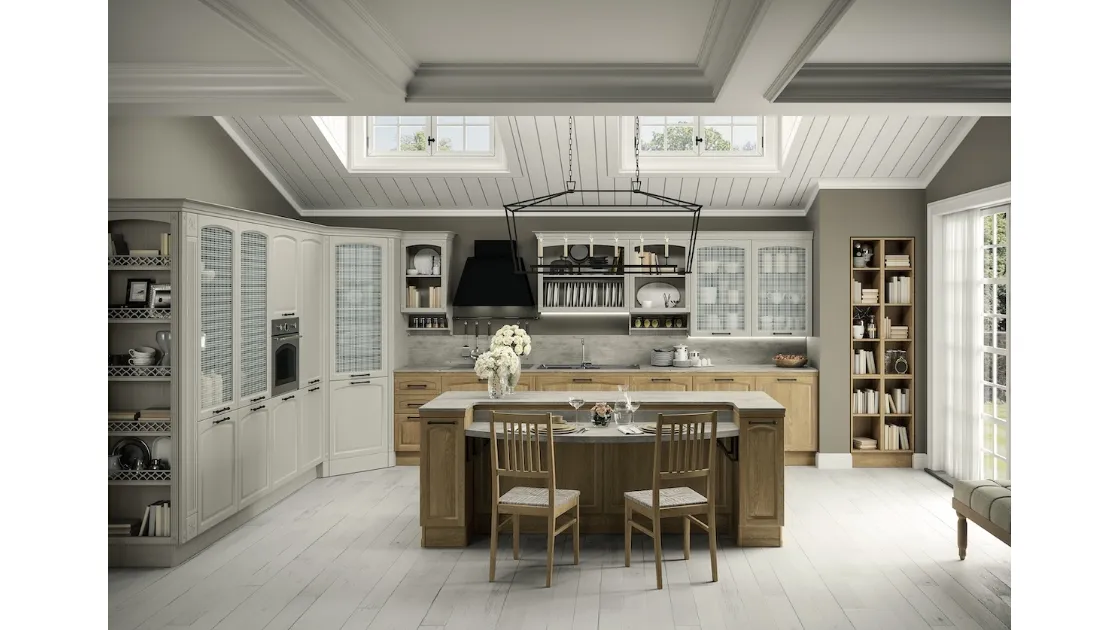 Cucina Shabby Chic angolare con isola Gala 01 di Febal Casa