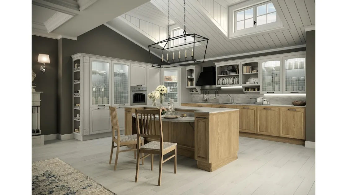 Cucina Shabby Chic angolare con isola Gala 01 di Febal Casa