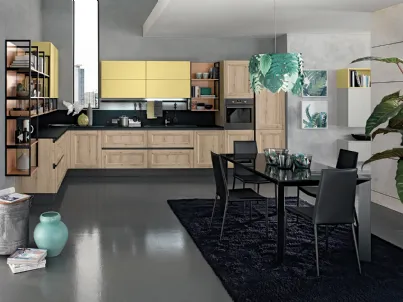 Cucina angolare su misura finitura rovere spaccato naturale Memory 04 di Febal Casa