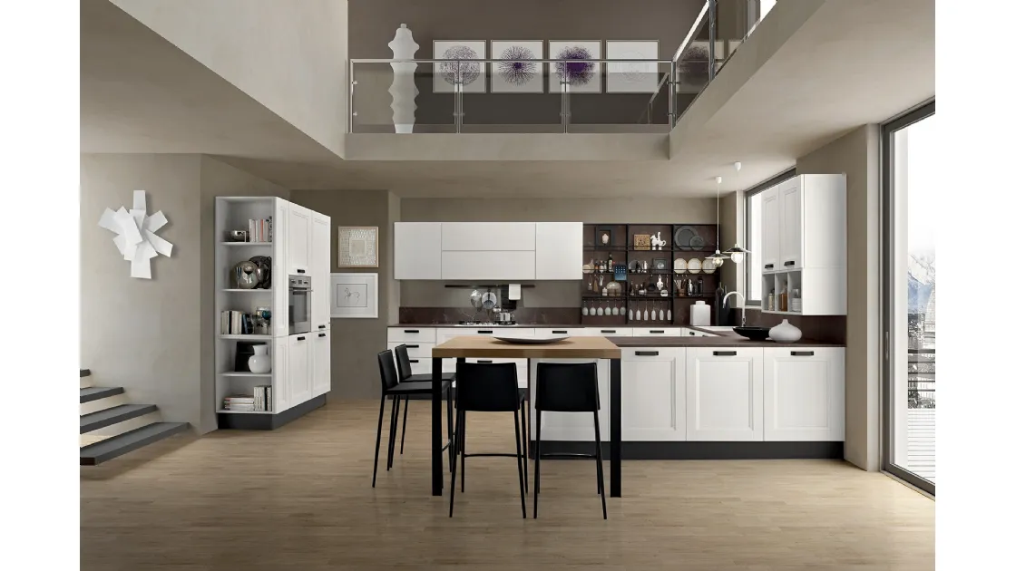 Cucina su misura angolare in larice bianco Memory di Febal