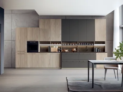 Cucina su misura lineare in nobilitato e laccato opaco Modula 06 di Febal